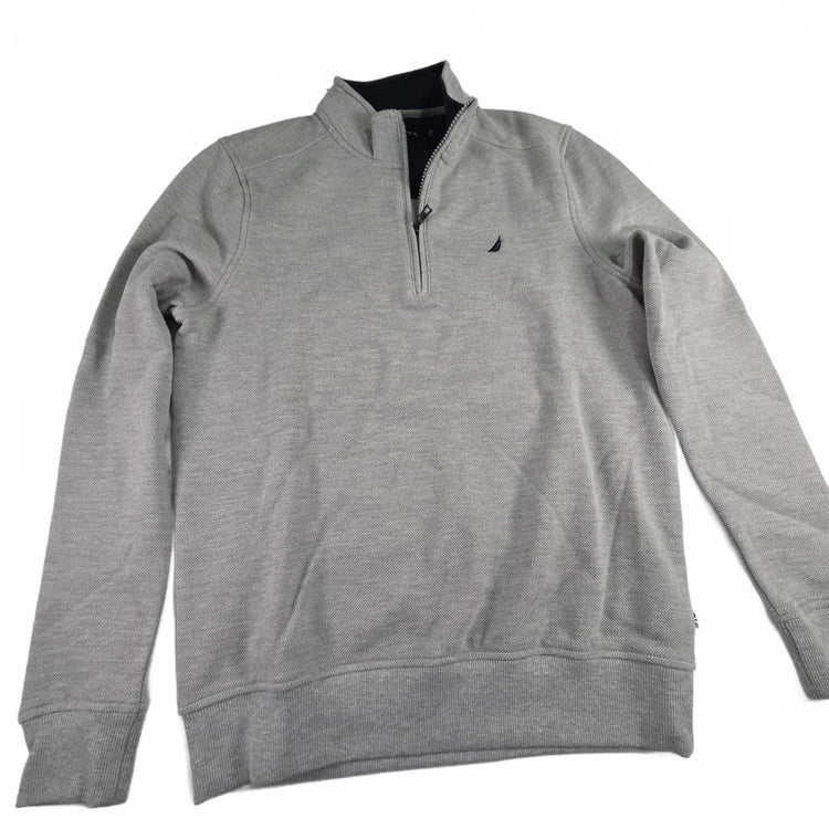 Nautica Men Gray 1/4 Zip Mock Neck Pullover Sweatshirt size XS