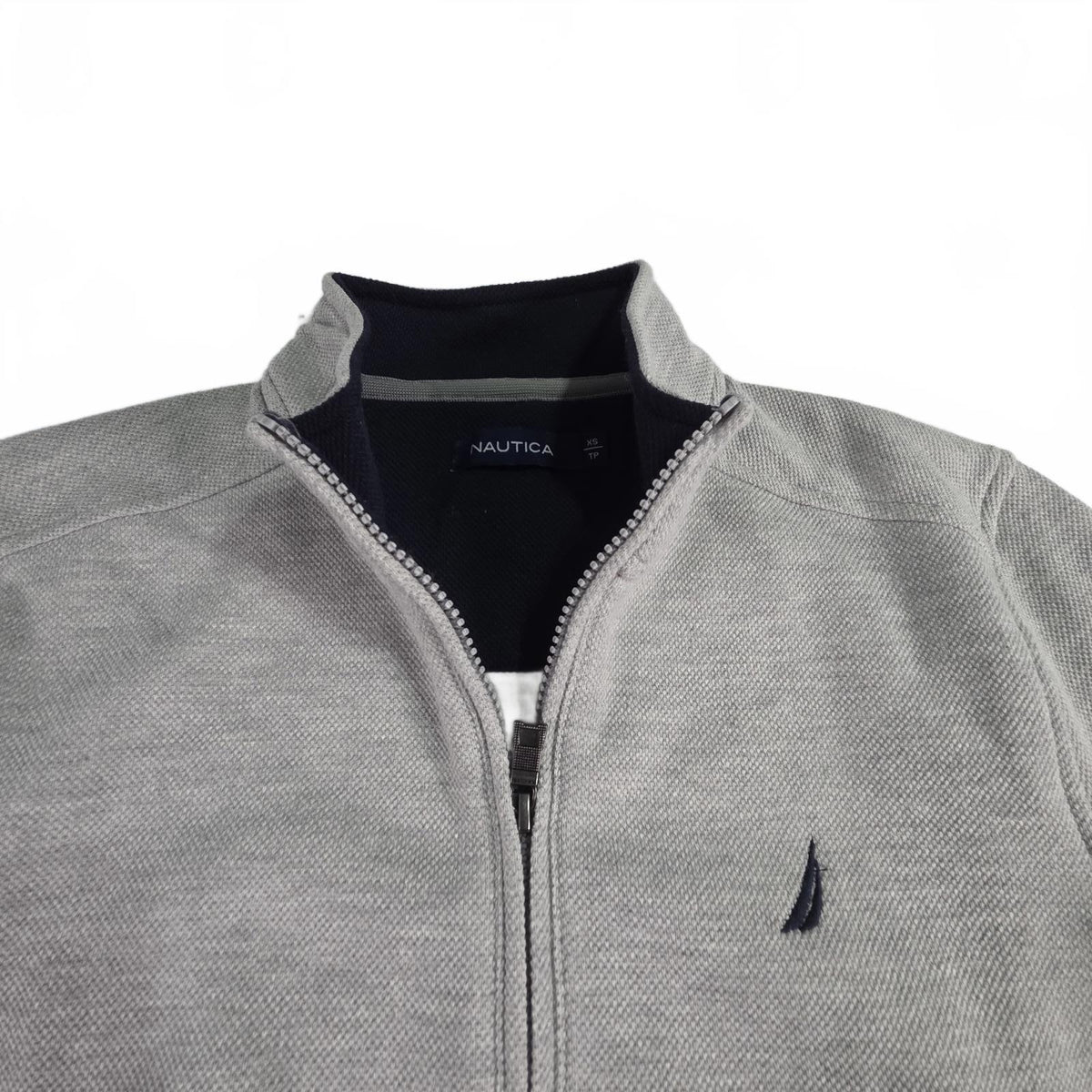 Sweat-shirt Nautica pour homme gris à col montant et zip 1/4 taille XS