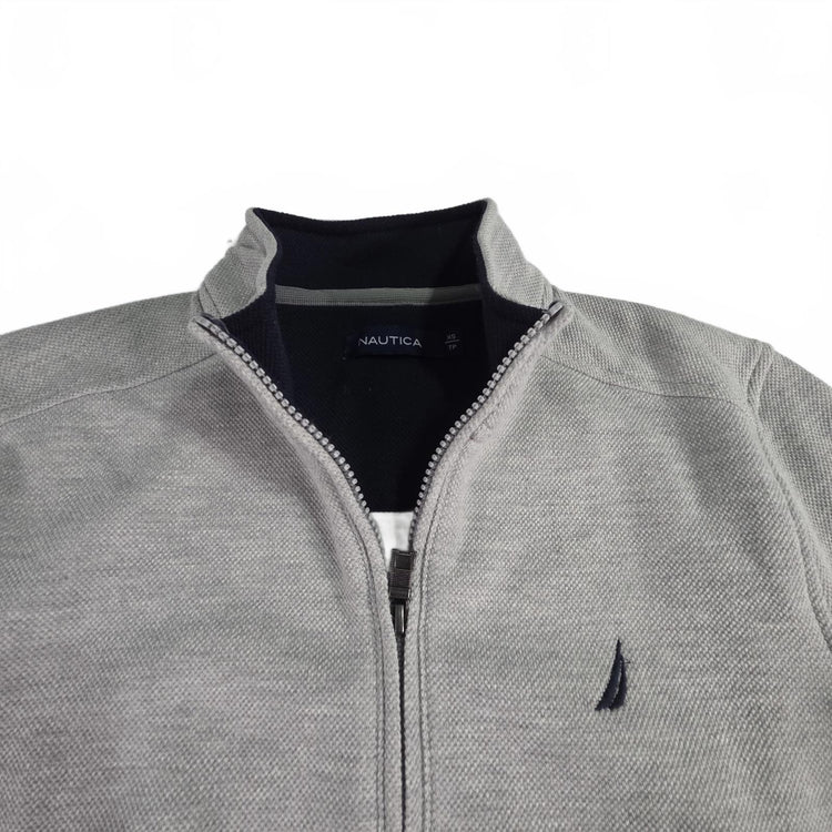 Sweat-shirt Nautica pour homme gris à col montant et zip 1/4 taille XS