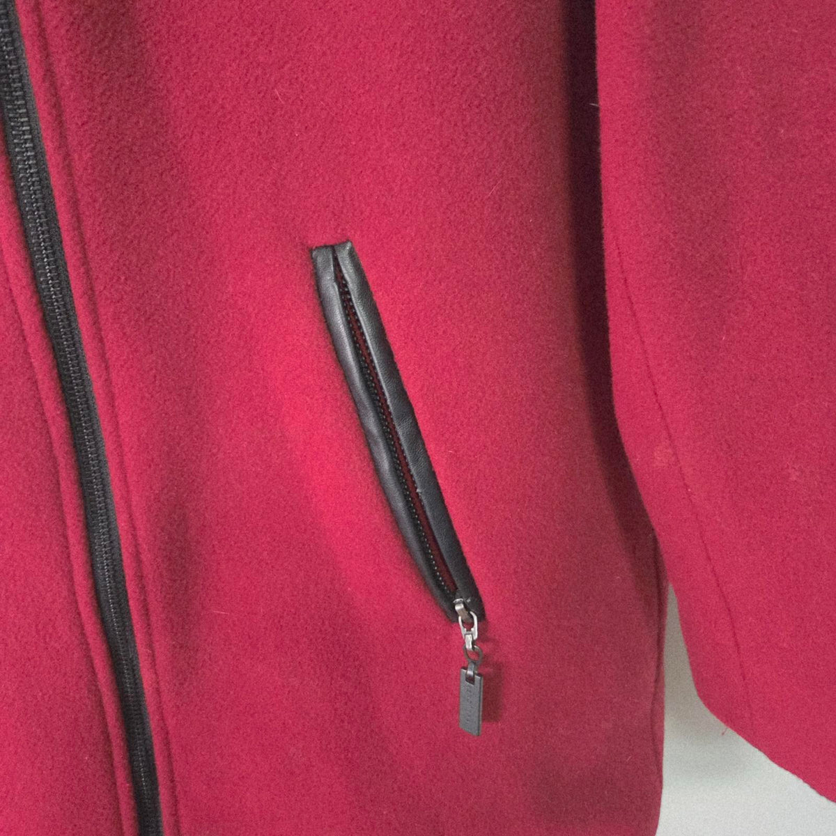 Nikki Jones Montreal Red Hooded Zip Peacoat Wool Cashmere size XL