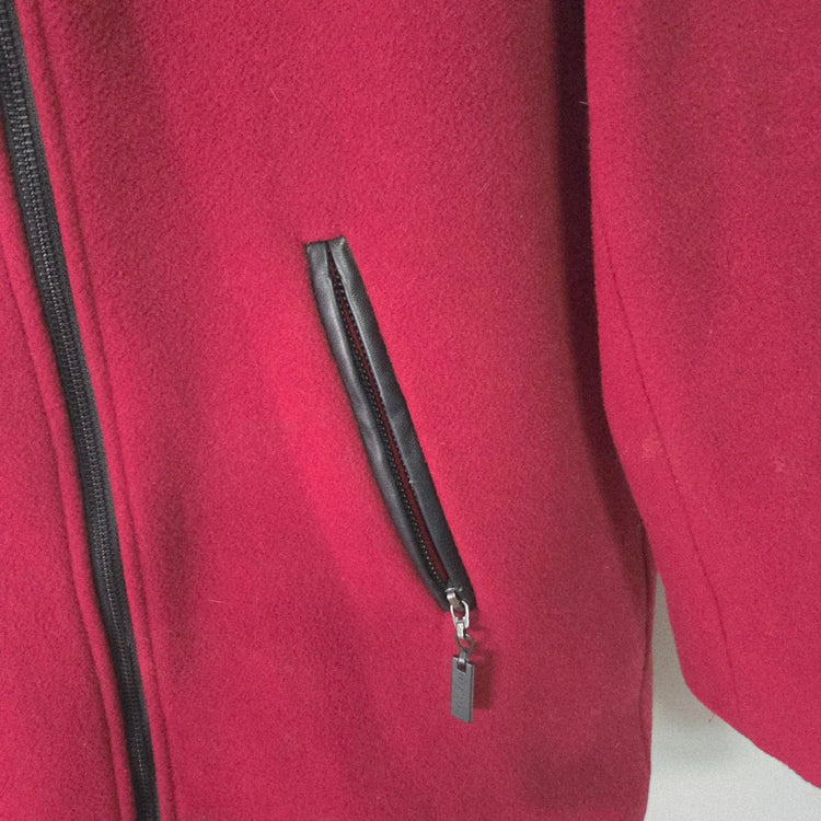 Nikki Jones Montreal Red Hooded Zip Peacoat Wool Cashmere size XL