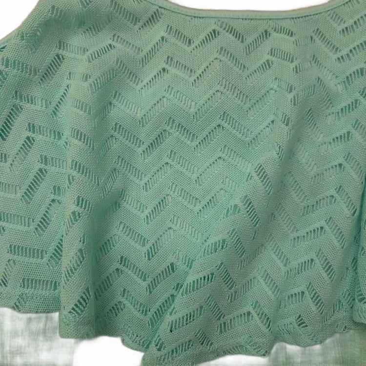 Robe longue vert menthe à superposition en dentelle, taille L