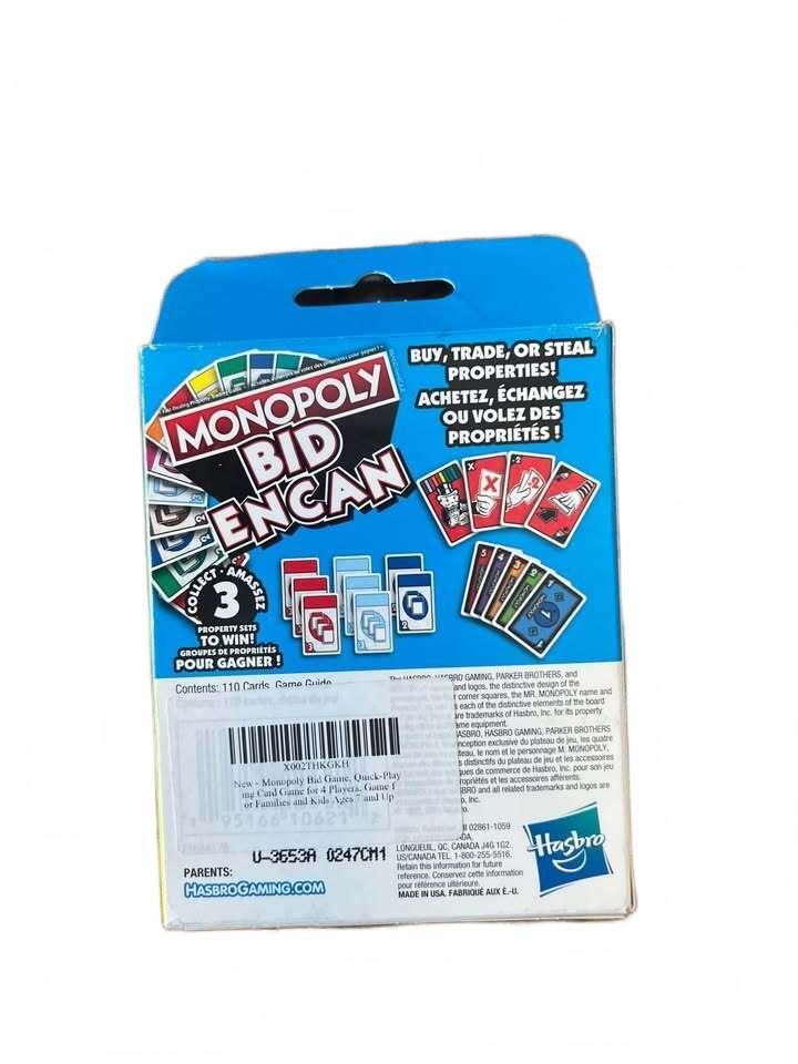 Monopoly Bid Encan Cardgame