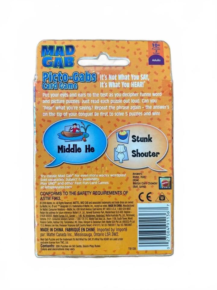 Mattel Mad Gab Picto-Gabs Card Game T5135