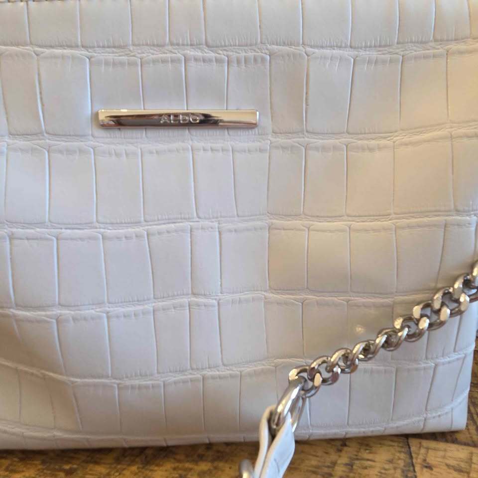 Aldo White Croc-Embossed Crossbody Bag/Handbag