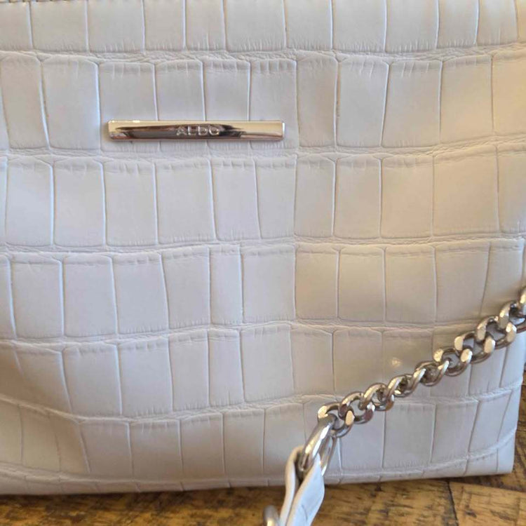 Aldo White Croc-Embossed Crossbody Bag/Handbag