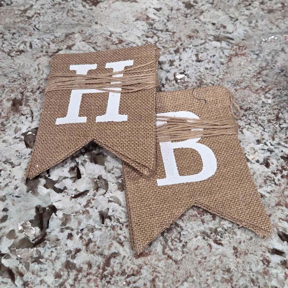 Bannière Joyeux Anniversaire en toile de jute