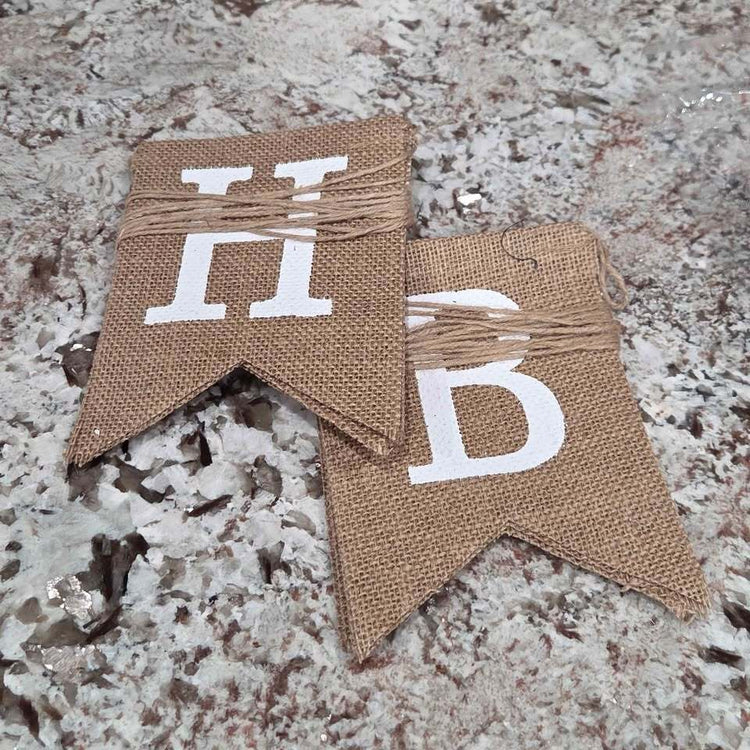 Bannière Joyeux Anniversaire en toile de jute