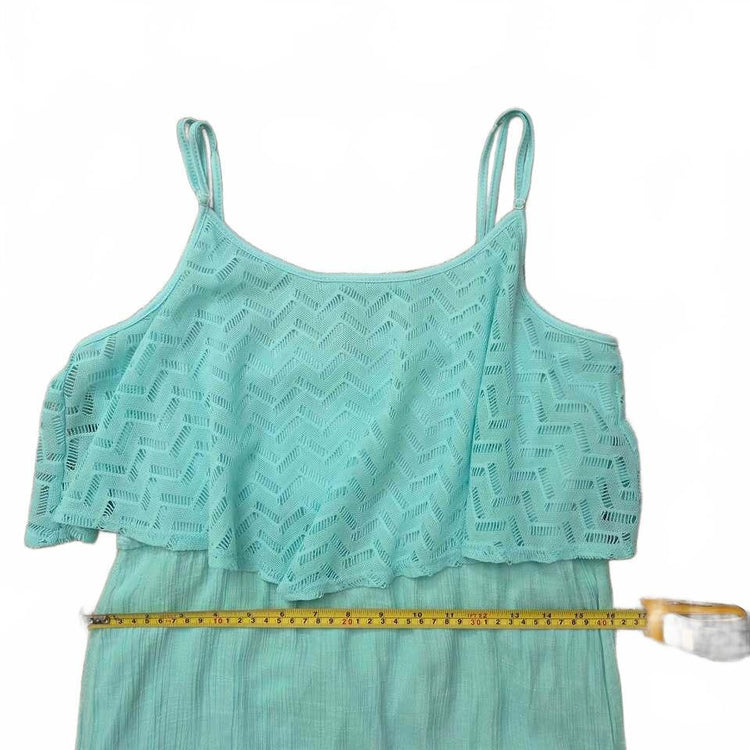 Robe longue vert menthe à superposition en dentelle, taille L
