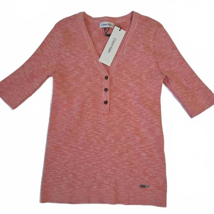 Haut Henley Calvin Klein rose chiné taille XS