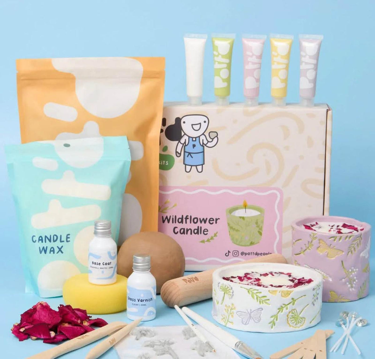 Kit de poterie miniature Pott'd – Bougies fleurs sauvages
