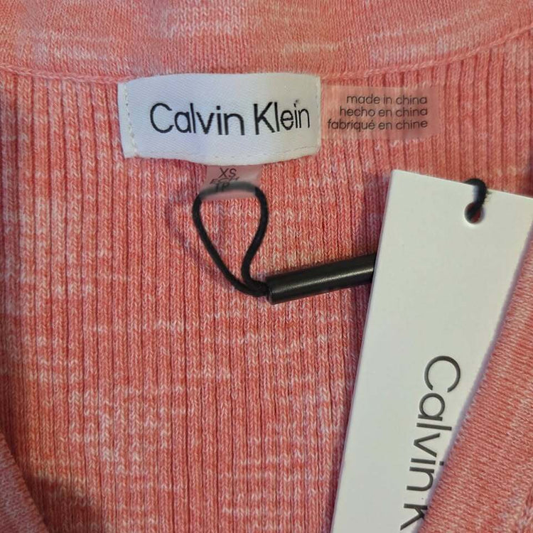 Calvin Klein Pink Heathered Henley Top size XS