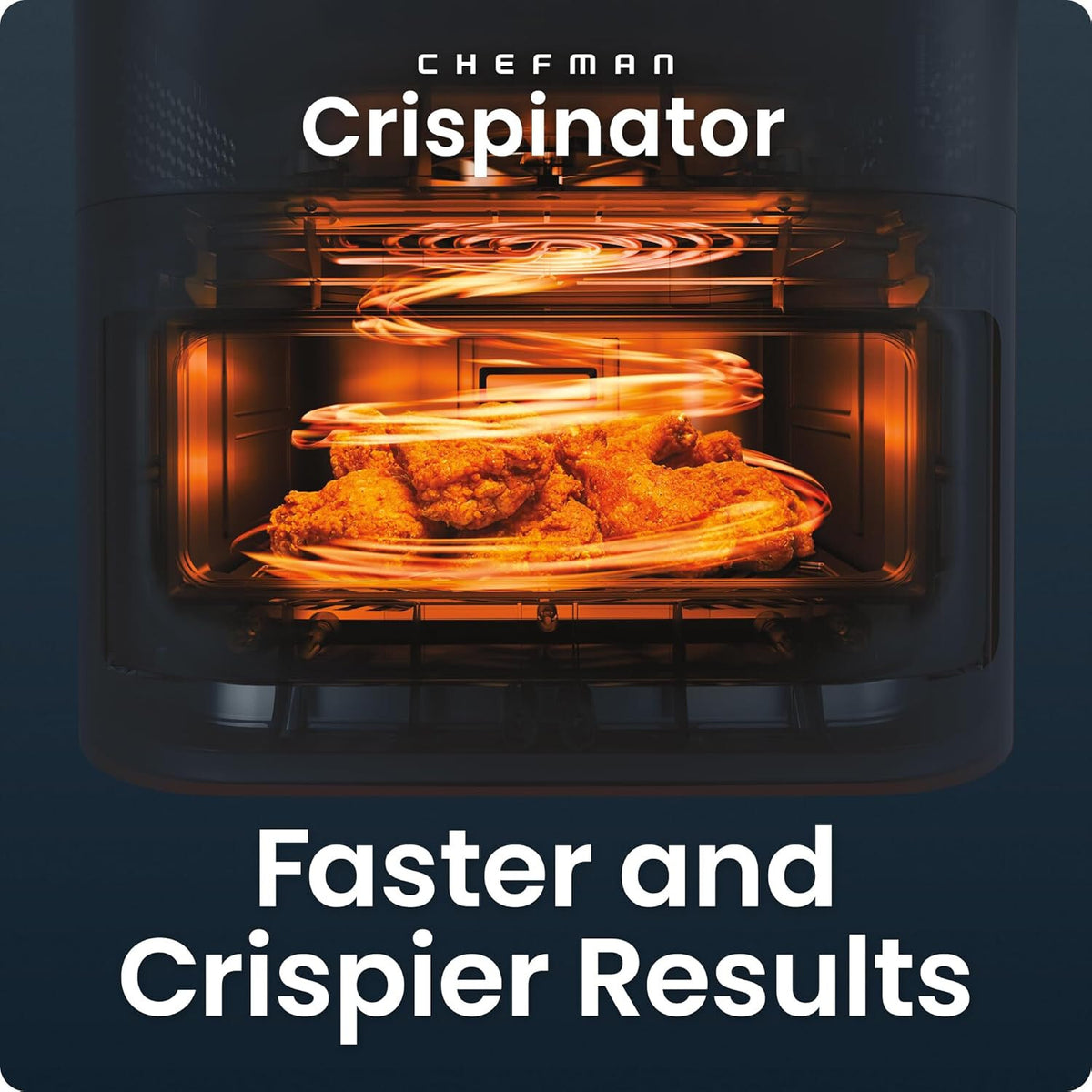 Friteuse sans huile Chefman Crispinator 6-en-1 d’une capacité de 8 pintes, température maximale de 450 °F avec technologie Turbofry Pr