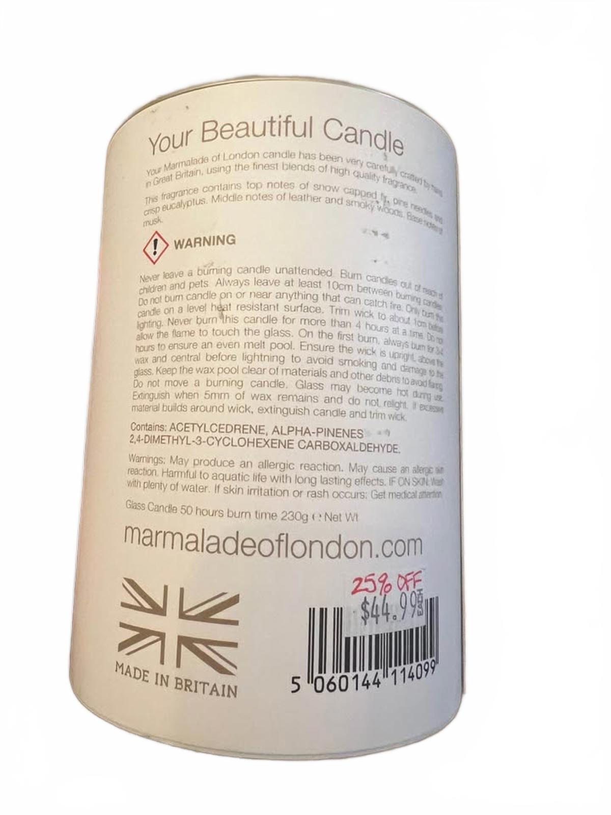 Bougie en cire de soja Marmalade of London – Sapin d’hiver