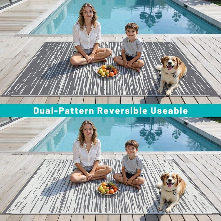 Tapis d'extérieur 9'x12' pour terrasses, Tapis d'extérieur réversible, Tapis d'extérieur en paille plastique