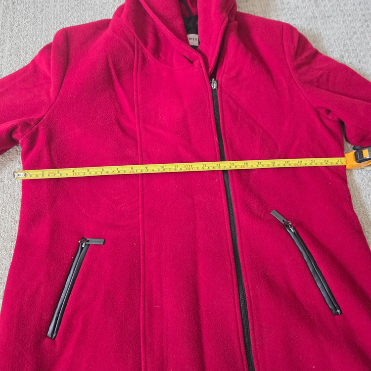 Nikki Jones Montreal Red Hooded Zip Peacoat Wool Cashmere size XL