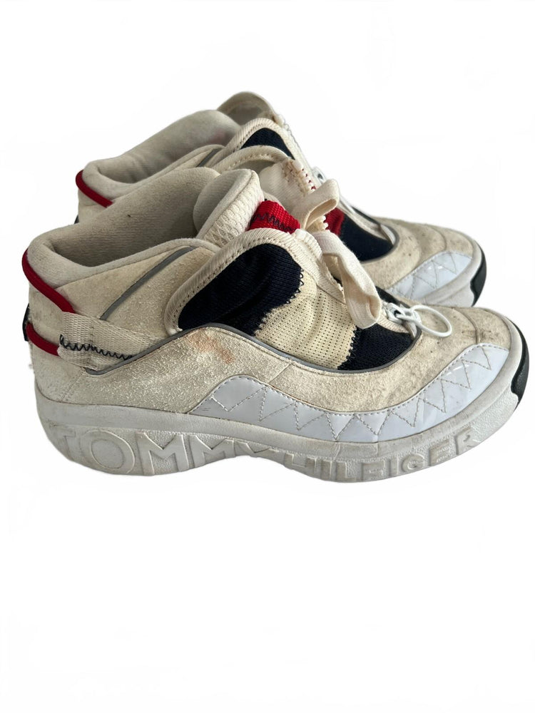 Tommy Hilfiger Jeans Zip Front Sneakers White Red Blue Woman’s 8.5