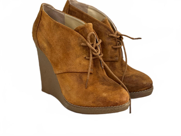 Enzo Angiolini Women's Flory Lace-Up Wedge Booties - Size 8.5 With Box