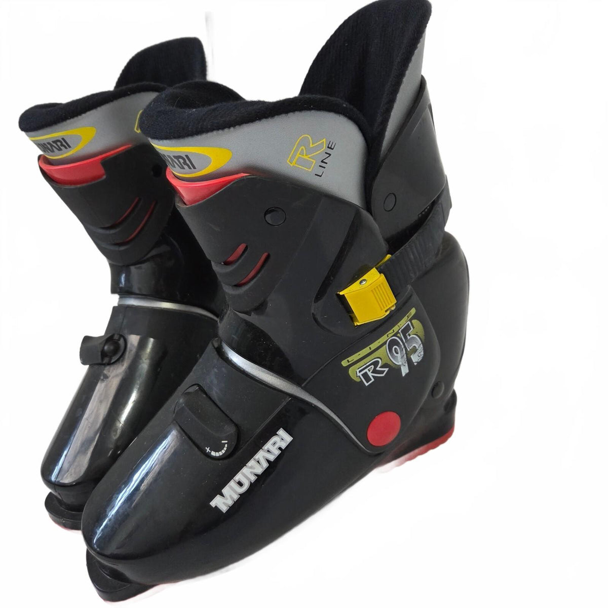 Chaussures de ski Munari R95 pour femme, pointure 8, avec sac de transport assorti, style rétro années 90