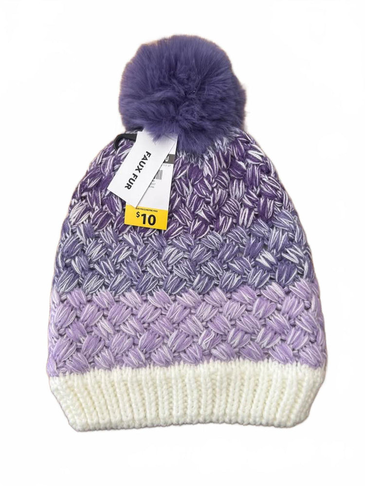 Bonnet violet à pompon