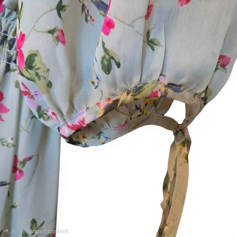 Robe Taylor à fleurs, col en V et taille smockée, taille M, taille 8