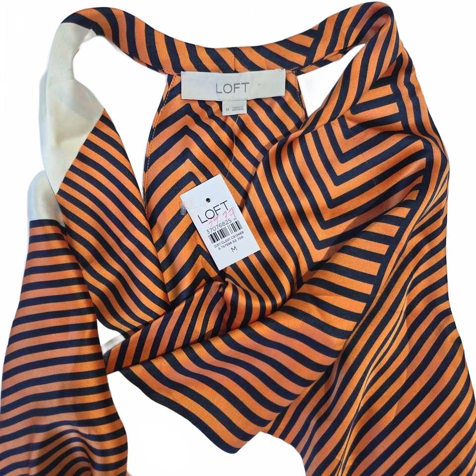 Top dos-nu rayé géométrique LOFT, blouse, chemise taille M