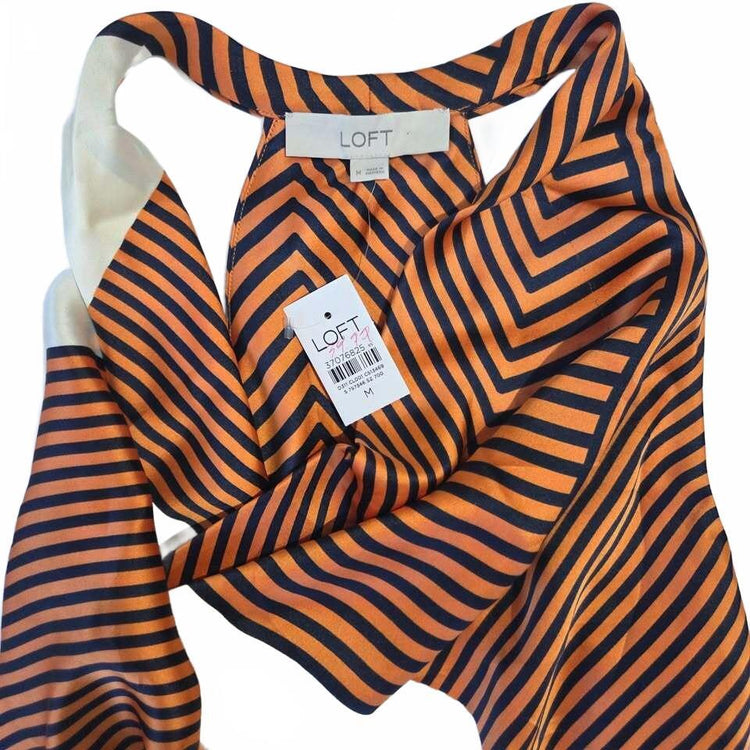 Top dos-nu rayé géométrique LOFT, blouse, chemise taille M