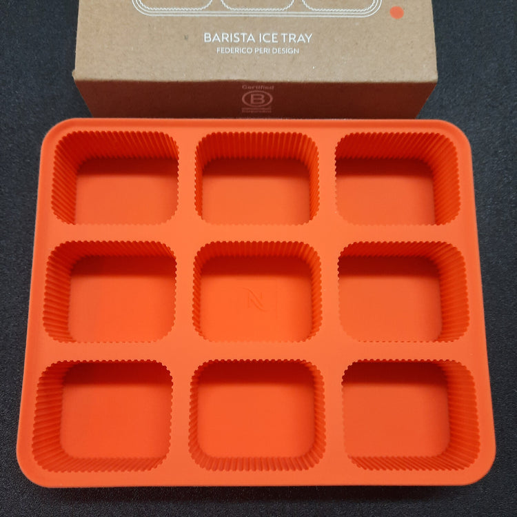 Nespresso, Bac à glaçons en silicone, Collection Barista, Orange, Fabriqué en Italie, Neuf