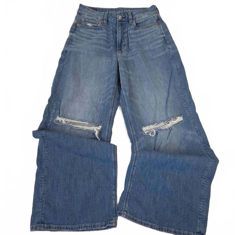 Jean large déchiré ultra-taille haute Curvy American Eagle, taille 4, longueur courte