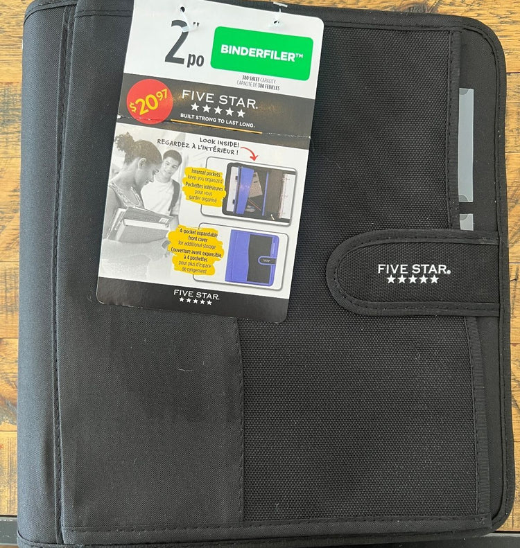 Zipper Binder Binderfiler , 2 inch Black