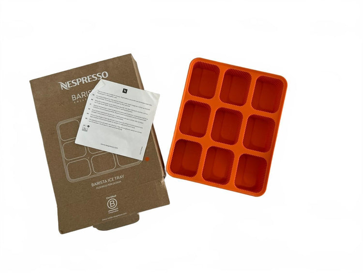 Nespresso, Bac à glaçons en silicone, Collection Barista, Orange, Fabriqué en Italie, Neuf