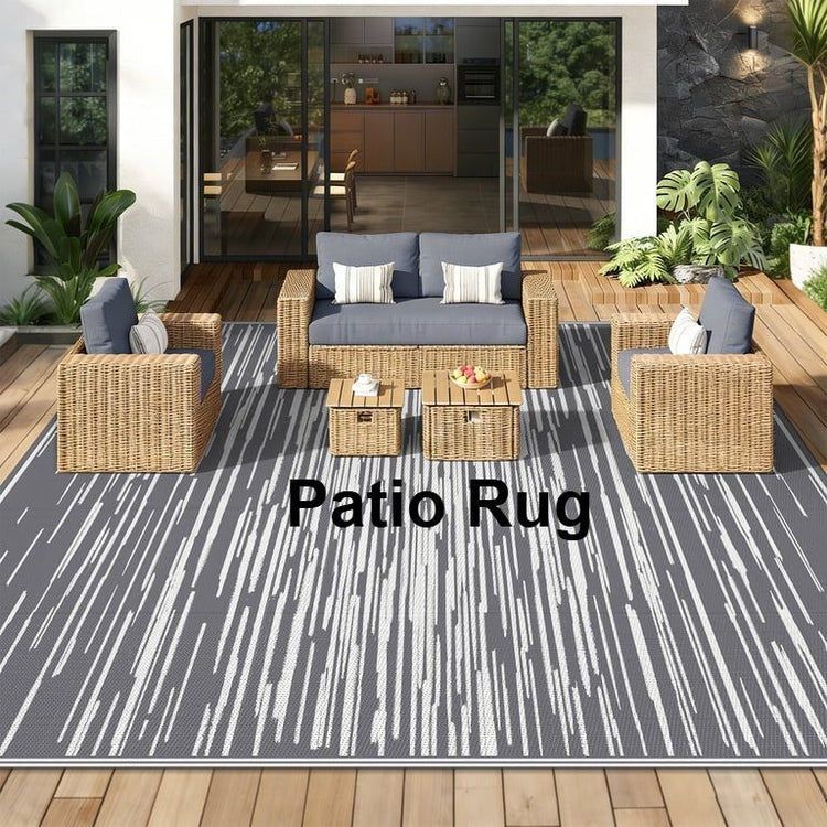 Outdoor Rug 9'x12' for Patios, Reversible Outdoor Rug, Outdoor Plastic straw Rug