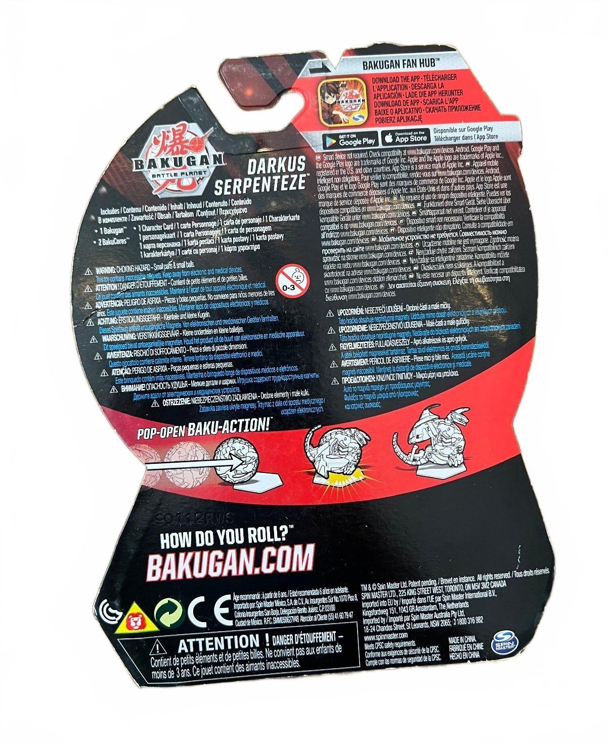 Bakugan Battle Planet Darkus Serpenteze Core – Paquet individuel neuf scellé, Spin Master