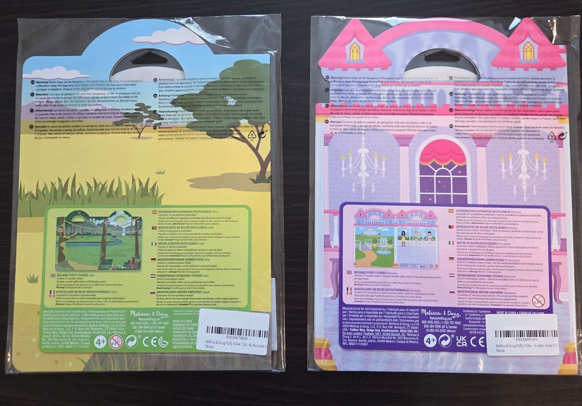 Lot d’autocollants gonflables réutilisables Melissa & Doug : Princesses et Safari